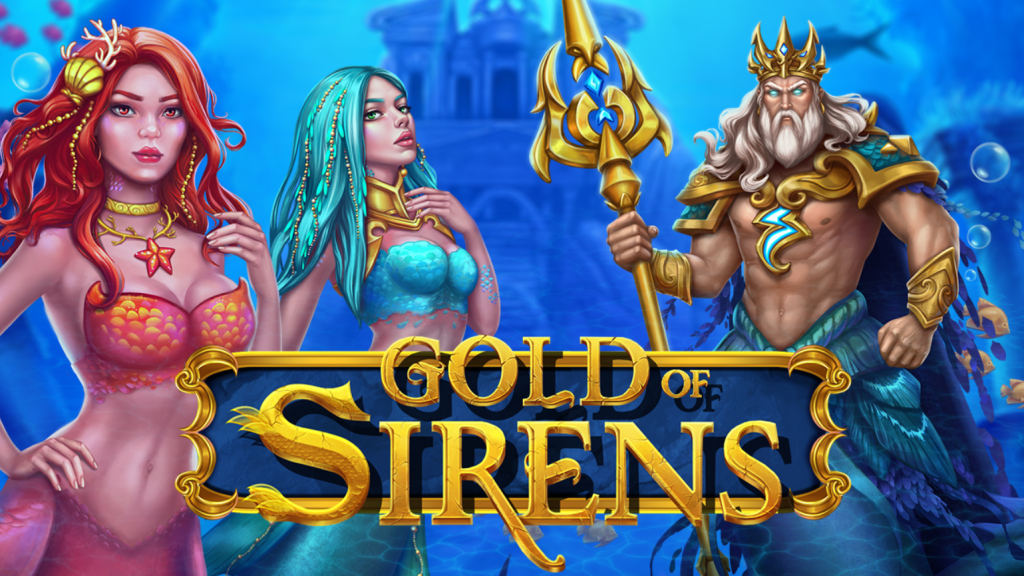 O jogo Gold of Sirens mostrando rolos e símbolos subaquáticos.